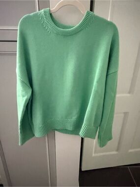 White + Warren Mint Green Crewneck Sweater